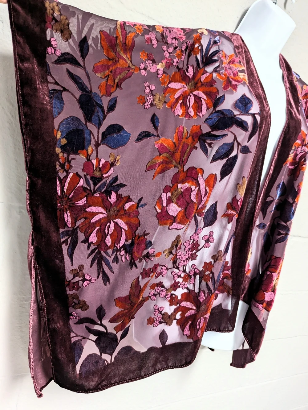 J Jill Velvet Burnout Kimono Topper One Size Boho Romance - Picture 5 of 14